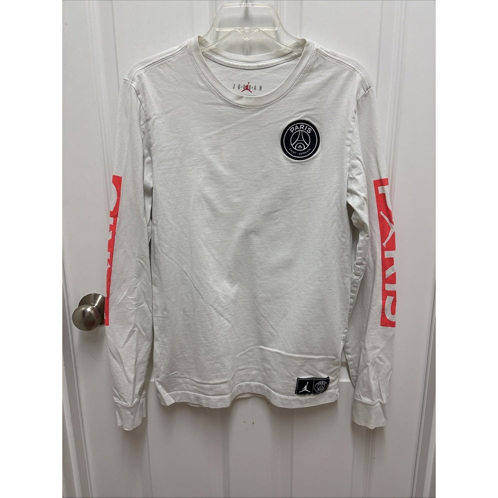 Nike Men's Jordan Saint-Germain Collab Paris Long Sleeve T-Shirt White - Small‎